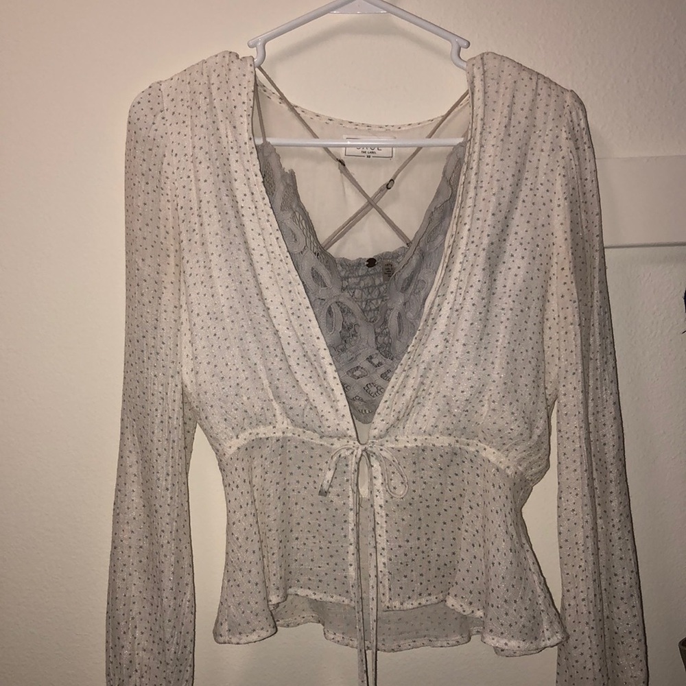 Sage the label blue and white top